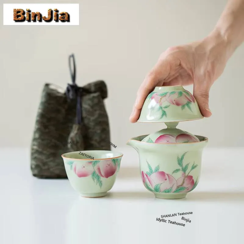 Ru Kiln Hand Painted Longevity Peach Travel Tea Set Kit Creative 1 Pot 2 Cups Tea Brewing Organizer Portable Camping Tote Bag
Ru Kiln Hand Painted Longevity Peach Travel Tea Set Kit Creative 1 Pot 2 Cups Tea Brewing Organizer Portable Camping Tote Bag