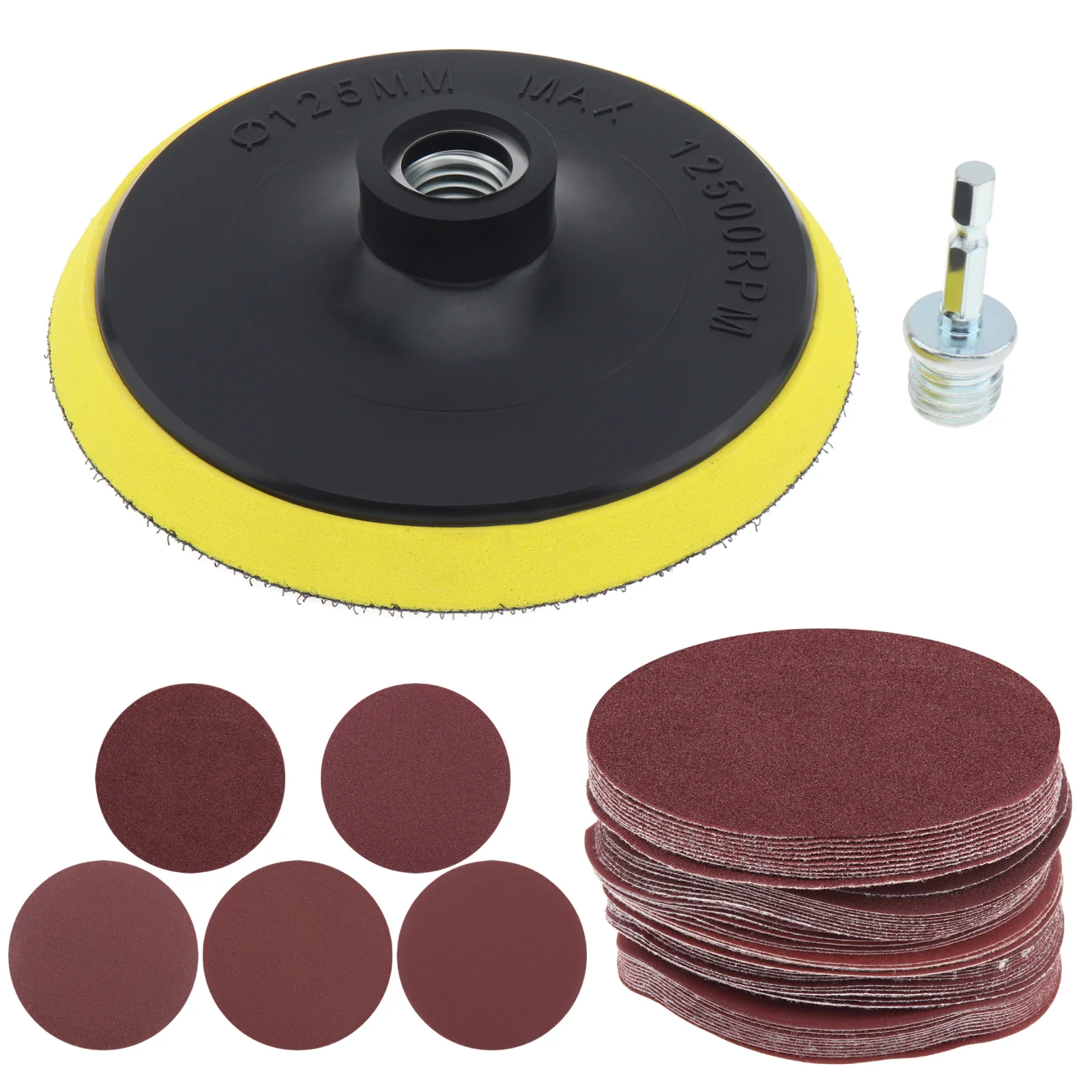 5 inch Hook and Loop Sanding Backing Pad Kit for Wood Buffing Polishing 5/8-11 Threads Attachment Sanding Discs 50pcs Sand Paper
5 inch Hook and Loop Sanding Backing Pad Kit for Wood Buffing Polishing 5/8-11 Threads Attachment Sanding Discs 50pcs Sand Paper