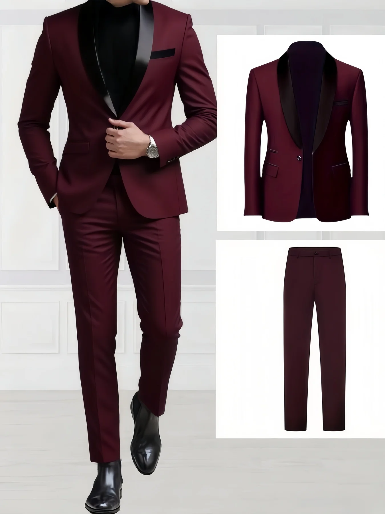 2-Piece Men's Shawl Collar Suit Set, Elegant Groom Wedding Outfit, Suitable for Wedding, Prom & Banquet
2-Piece Men's Shawl Collar Suit Set, Elegant Groom Wedding Outfit, Suitable for Wedding, Prom & Banquet