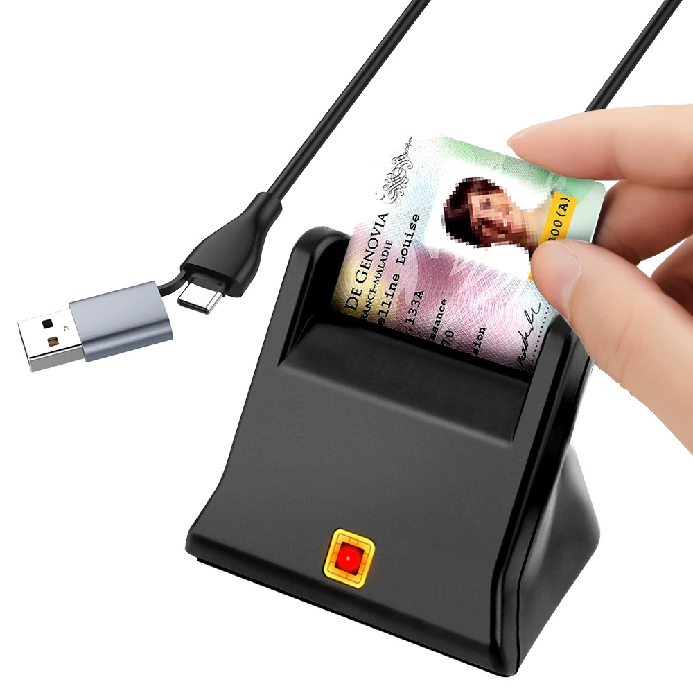 Считыватель идентификационных карт 2-в-1 Интерфейс USB 2.0 и Type-C Смарт-карта ID Считыватель IC-карт EMV CAC банковский чип смарт-карта DNIE DNI
Считыватель идентификационных карт 2-в-1 Интерфейс USB 2.0 и Type-C Смарт-карта ID Считыватель IC-карт EMV CAC банковский чип смарт-карта DNIE DNI