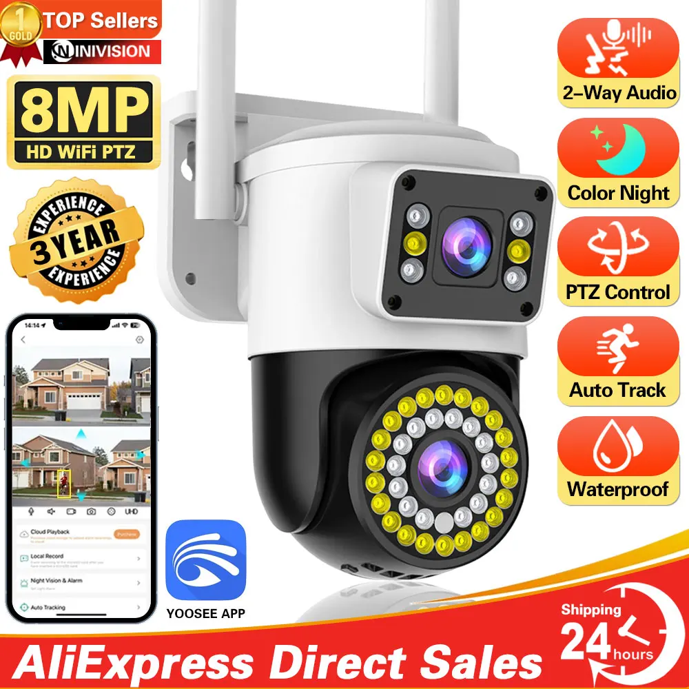 4K 8MP wifi Camera Dual Lens Wifi PTZ Auto Tracking Two Way Audio Color Night Vision Human Detection Surveillance Camera YOOSEE
4K 8MP wifi Camera Dual Lens Wifi PTZ Auto Tracking Two Way Audio Color Night Vision Human Detection Surveillance Camera YOOSEE
