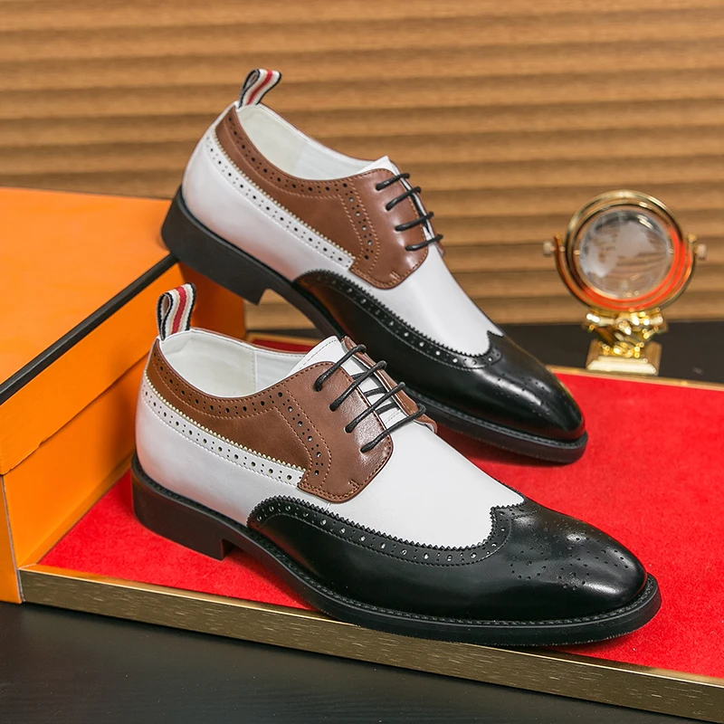 New Men Dress Shoes Luxury Derby Business Leather Shoes for Mens Patchwork Pointed Social Shoe Male Black Casual Wedding Shoes
New Men Dress Shoes Luxury Derby Business Leather Shoes for Mens Patchwork Pointed Social Shoe Male Black Casual Wedding Shoes