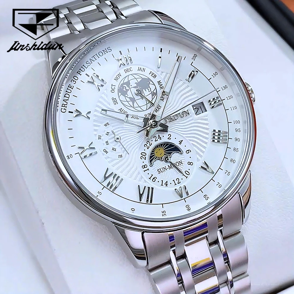 JSDUN Men's Watches Top Brand Casual Fashion Fine Steel Original Automatic Mechanical Wristwatch for Man Moon Phase Date Week
JSDUN Men's Watches Top Brand Casual Fashion Fine Steel Original Automatic Mechanical Wristwatch for Man Moon Phase Date Week