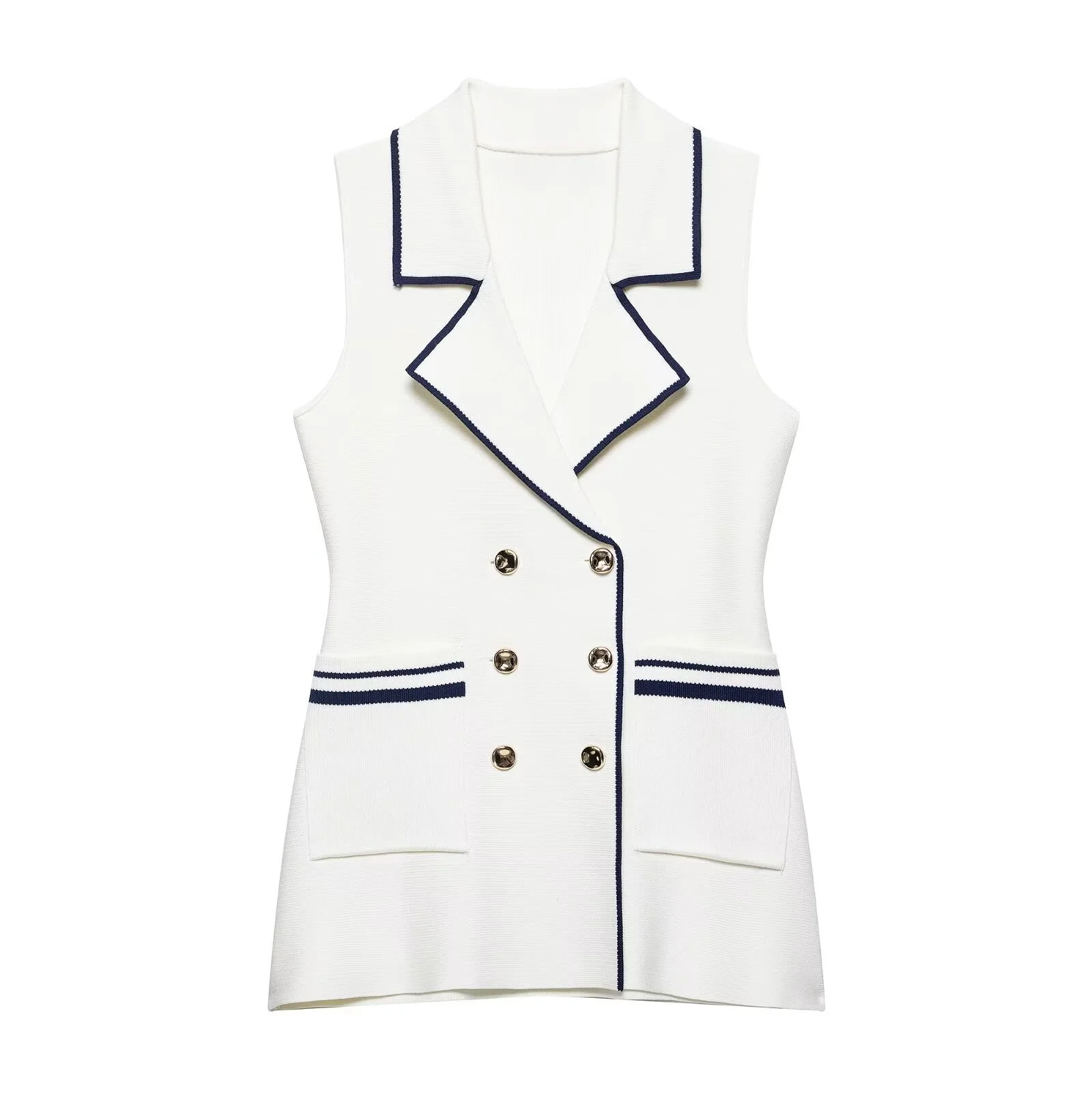 MYST&ZA2025 summer new women's casual fashion commuter double-breasted button trim knitted vest vest jacket jacket top
MYST&ZA2025 summer new women's casual fashion commuter double-breasted button trim knitted vest vest jacket jacket top