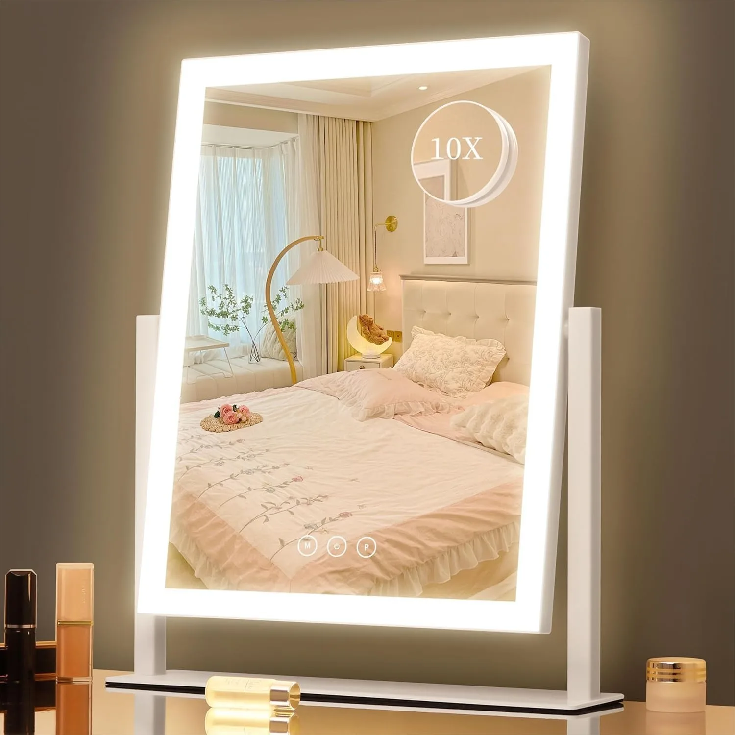 Lighted Vanity Mirror With Lights 16.7x13.2 Inches Three Color Dimmable Lighting Smart Touch Control 360 Rotation For Desk Tabletop Dressing Room
Lighted Vanity Mirror With Lights 16.7x13.2 Inches Three Color Dimmable Lighting Smart Touch Control 360 Rotation For Desk Tabletop Dressing Room