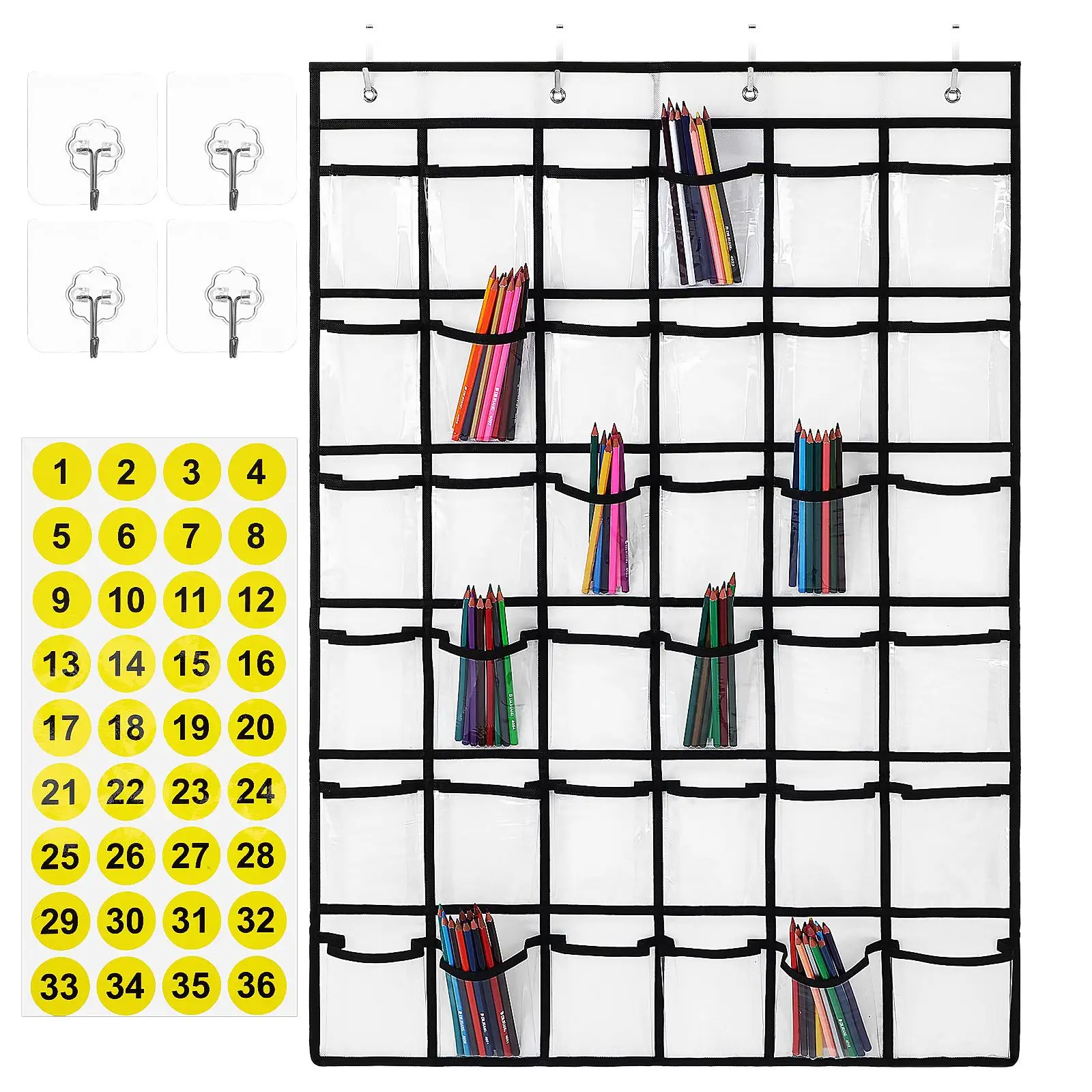 White PVC Label Storage Hanging Bag 36 Pockets Large Capacity Durable Material Wall Bedroom Classroom Organizer Pocket Chart
White PVC Label Storage Hanging Bag 36 Pockets Large Capacity Durable Material Wall Bedroom Classroom Organizer Pocket Chart