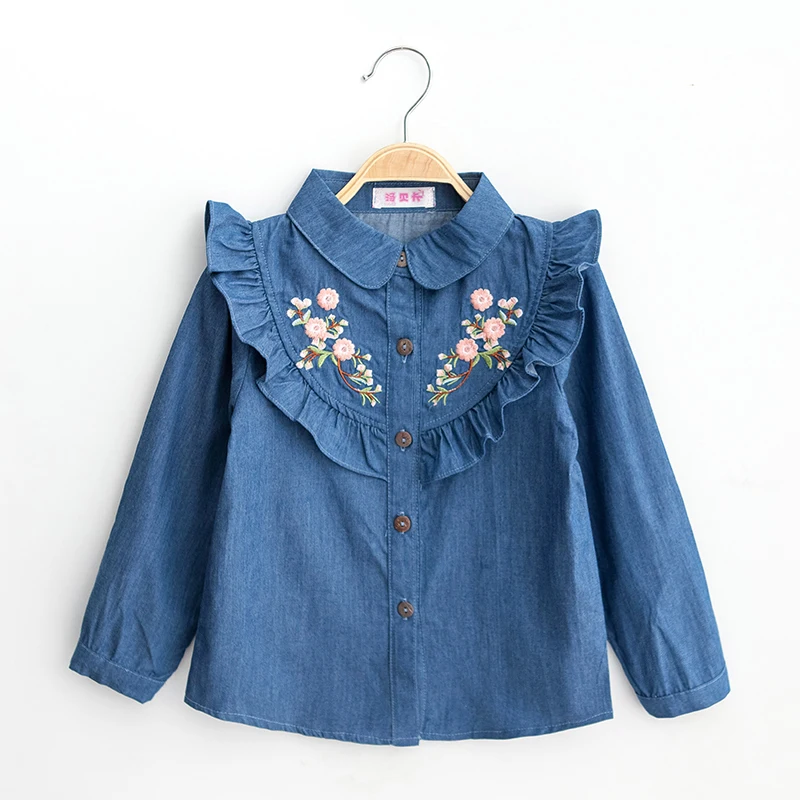 Cute Kids Girl Denim Blouses Spring Autumn Long Sleeve Turn Down Collar Embroidered Flowers Girls Shirt 4-12Years
Cute Kids Girl Denim Blouses Spring Autumn Long Sleeve Turn Down Collar Embroidered Flowers Girls Shirt 4-12Years