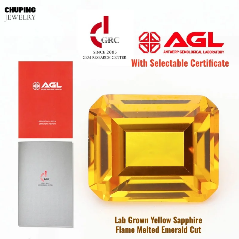 Lab Grown Yellow Sapphire Flame Melted Emerald Cut With AGL Certificate Yellow Sapphire For Jewelry Ring Earrings Main Materials
Lab Grown Yellow Sapphire Flame Melted Emerald Cut With AGL Certificate Yellow Sapphire For Jewelry Ring Earrings Main Materials