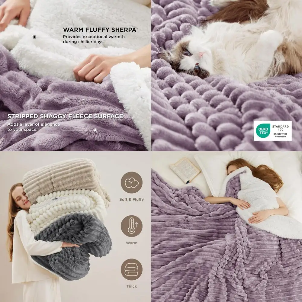 King Size Sherpa Fleece Blanket - Ultra Soft, Warm & Cozy for Winter, Purple, 108x90
King Size Sherpa Fleece Blanket - Ultra Soft, Warm & Cozy for Winter, Purple, 108x90