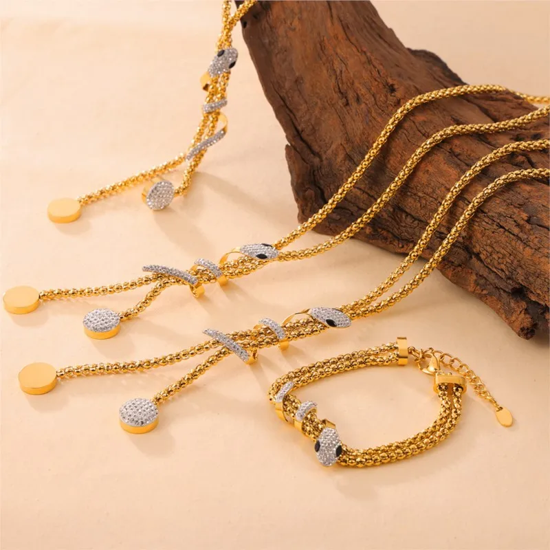 Stainless Steel Necklaces Bracelet For Women Gold Plated Waterproof Women's Long Necklace Bracelets Woman High-End Jewelry Set
Stainless Steel Necklaces Bracelet For Women Gold Plated Waterproof Women's Long Necklace Bracelets Woman High-End Jewelry Set