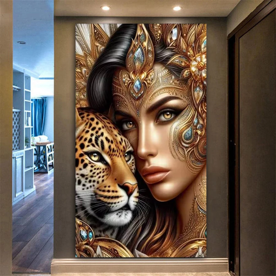 New Arrival Diy Diamond Arts Painting Kits Large Size Woman And Leopards Full Drill Mosaic Embroidery Animals Picture Wall Decor
New Arrival Diy Diamond Arts Painting Kits Large Size Woman And Leopards Full Drill Mosaic Embroidery Animals Picture Wall Decor
