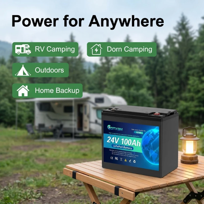 LiFePO4 24V 100Ah Battery with Smart BMS, Safe Reliable Power Source for Solar Panel Systems and Off-Grid Applications
LiFePO4 24V 100Ah Battery with Smart BMS, Safe Reliable Power Source for Solar Panel Systems and Off-Grid Applications