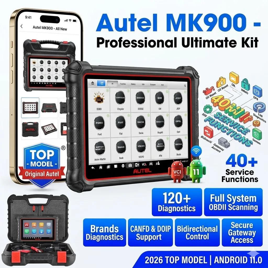 Autel MK900 Scanner: 2026 Master Diagnostic Tool, 3000+ Active Tests, All System, 40+ Resets, CANFD DOIP, Fast OBD2
Autel MK900 Scanner: 2026 Master Diagnostic Tool, 3000+ Active Tests, All System, 40+ Resets, CANFD DOIP, Fast OBD2