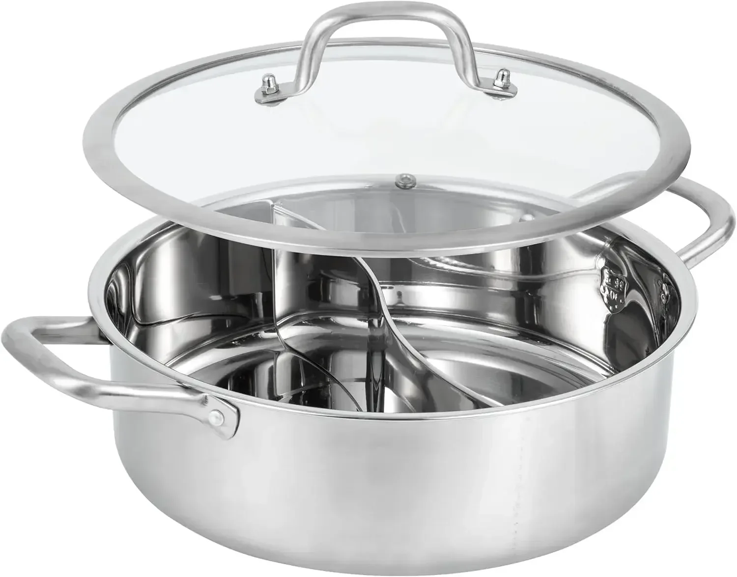 Shabu Shabu Pot, 4.5 Qt 304 Stainless Steel Hot Pot with Divider, 11.8 Inches Soup Cookware for Induction Cooktop, Gas Stove
Shabu Shabu Pot, 4.5 Qt 304 Stainless Steel Hot Pot with Divider, 11.8 Inches Soup Cookware for Induction Cooktop, Gas Stove