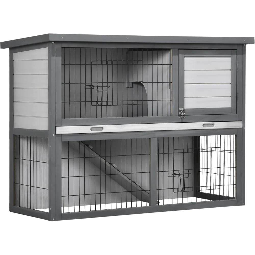 42.5" Wooden Rabbit Hutch Bunny Cage Small Animal House Enclosure with Ramp, Removable Tray and Weatherproof Roof for Outdoor,
42.5" Wooden Rabbit Hutch Bunny Cage Small Animal House Enclosure with Ramp, Removable Tray and Weatherproof Roof for Outdoor,