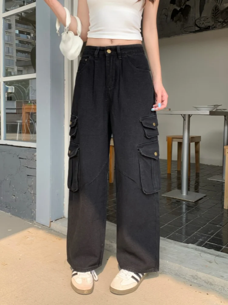 2026 Cyber Y2K Streetwear Multi Pockets Black Baggy Women's Cargo Jeans Pants For Woman Clothing Straight Cotton Long Trousers
2026 Cyber Y2K Streetwear Multi Pockets Black Baggy Women's Cargo Jeans Pants For Woman Clothing Straight Cotton Long Trousers