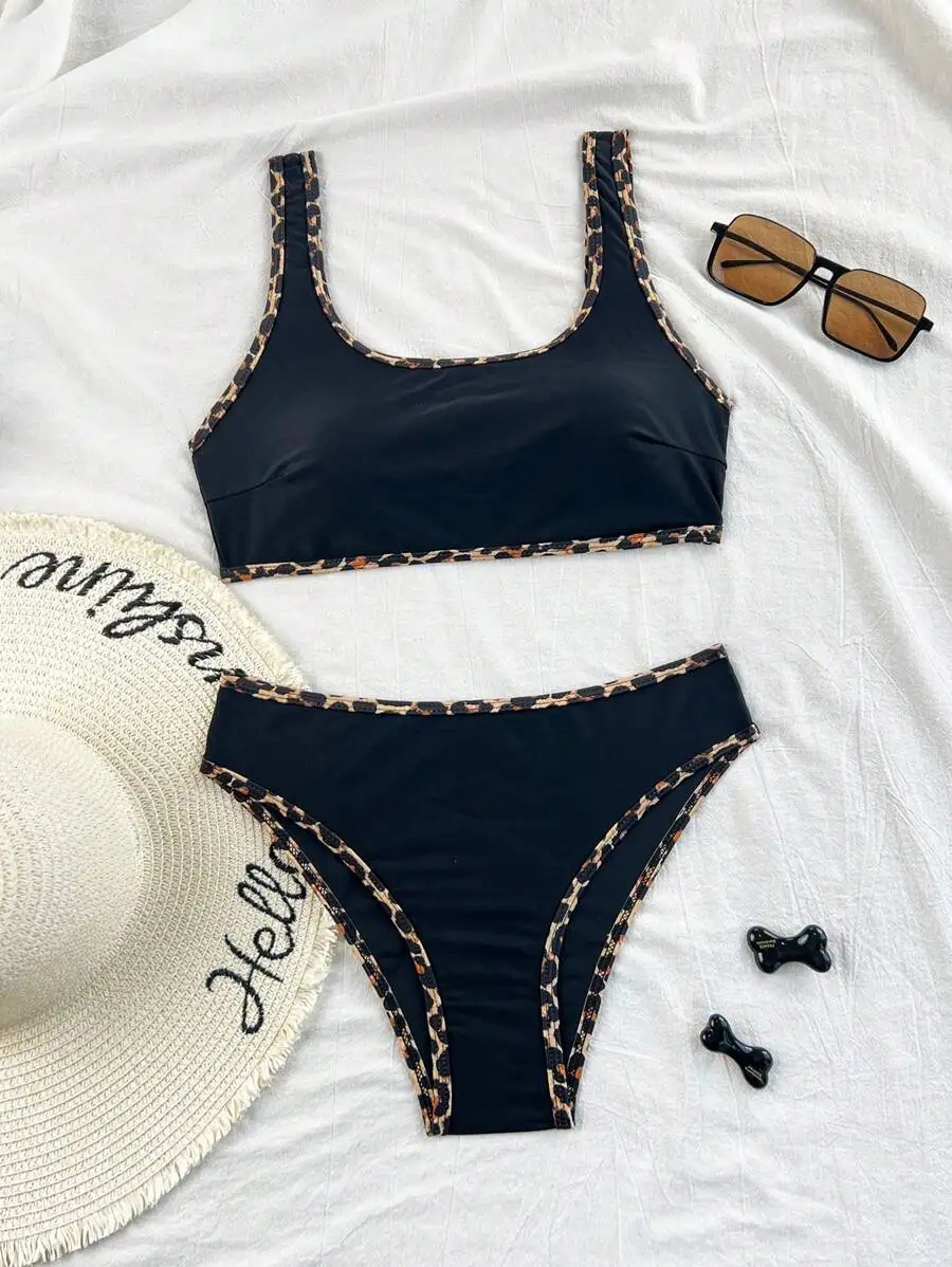 Black Leopard Trim Bikini Set Women Sporty Casual Swimsuit Spring Summer 2026
Black Leopard Trim Bikini Set Women Sporty Casual Swimsuit Spring Summer 2026