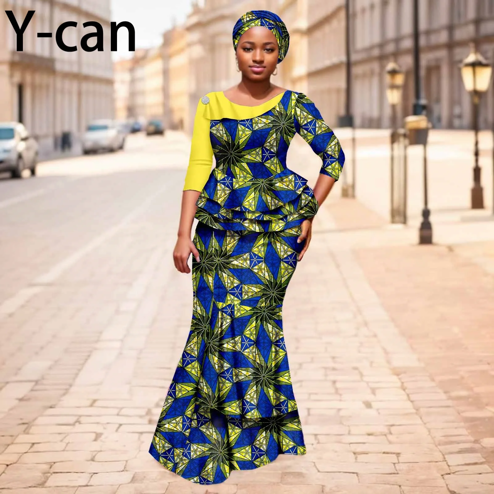 New African Dresses for Women Dashiki Print Patchwork Top and Mermaid Skirt Match Turban Traditional Wedding Party Dress 2526004
New African Dresses for Women Dashiki Print Patchwork Top and Mermaid Skirt Match Turban Traditional Wedding Party Dress 2526004