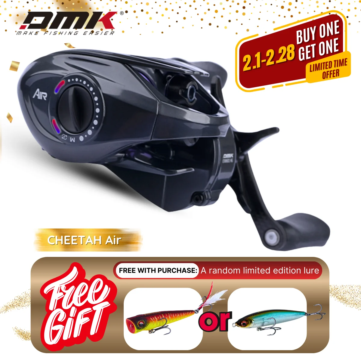 Карбоновая катушка DMK CHEETAH AIR: сверхлегкая конструкция и мгновенное реагирование для универсальной пресноводной рыбалки
Карбоновая катушка DMK CHEETAH AIR: сверхлегкая конструкция и мгновенное реагирование для универсальной пресноводной рыбалки