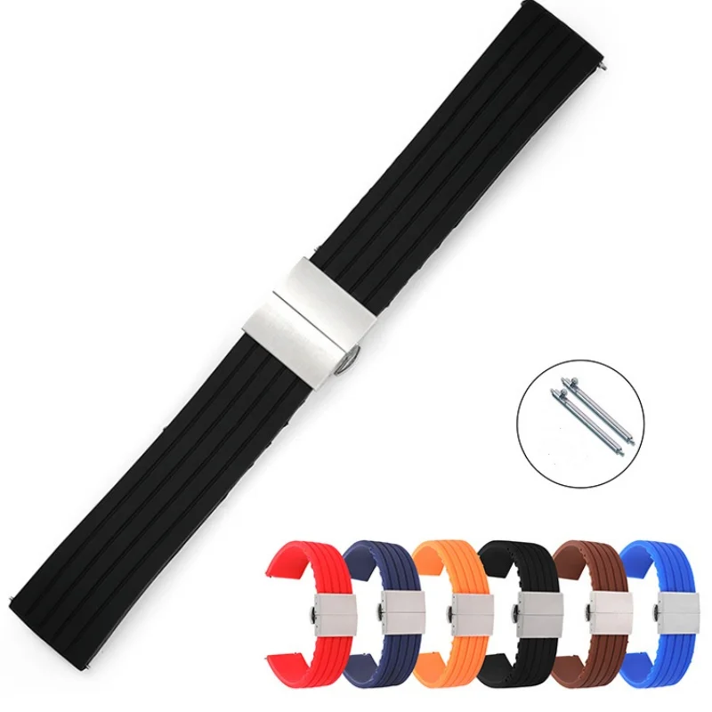 18mm 20mm 22mm 24mm Quick Release Silicone Watch Strap Metal Butterfly Buckle for Universal Rubber Waterproof Watch Bracelet
18mm 20mm 22mm 24mm Quick Release Silicone Watch Strap Metal Butterfly Buckle for Universal Rubber Waterproof Watch Bracelet