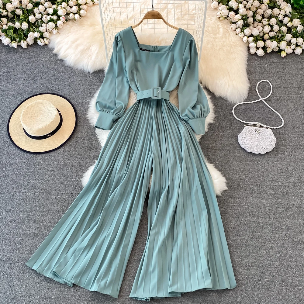 French Spring and Autumn Elegant High Waist Square Neck Wide Leg Pleated Jumpsuit Fashion Wide Leg Long Pants Jumpsuit
French Spring and Autumn Elegant High Waist Square Neck Wide Leg Pleated Jumpsuit Fashion Wide Leg Long Pants Jumpsuit
