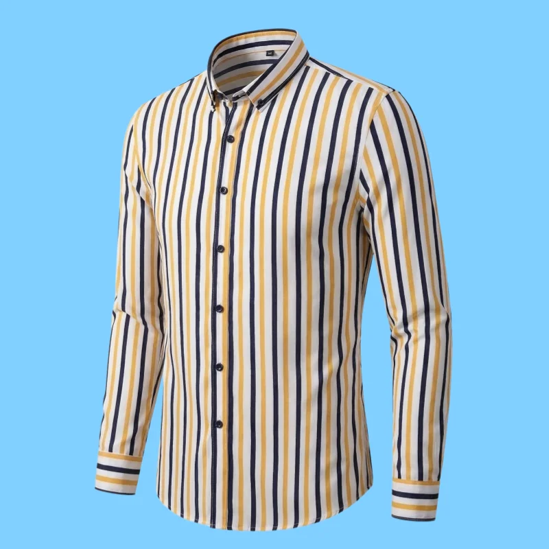 Men's long-sleeved button-down casual stretch striped long-sleeved shirt fashionable for street wear versatile for daily use
Men's long-sleeved button-down casual stretch striped long-sleeved shirt fashionable for street wear versatile for daily use