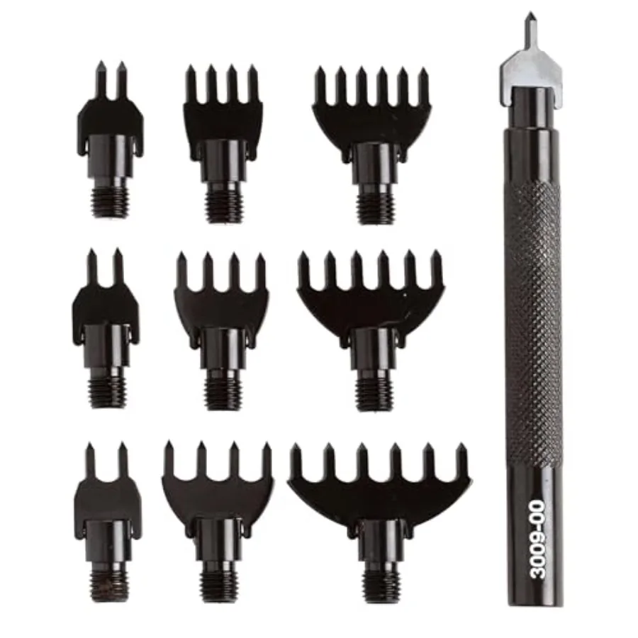 Diamond Hole Chisel Set - for Clean Even Holes - Interchangeable Tips for Leather Sewing Projects - 10 Piece Set
Diamond Hole Chisel Set - for Clean Even Holes - Interchangeable Tips for Leather Sewing Projects - 10 Piece Set