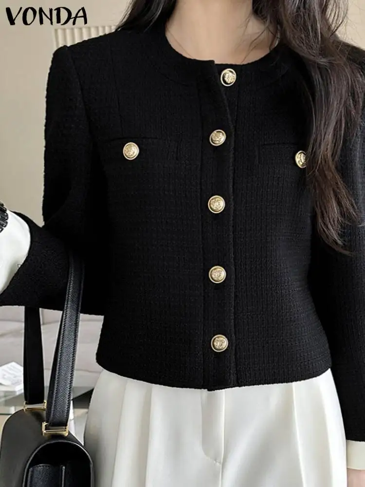 2023 VONDA Women Fashion Blazer Autumn Long Sleeve Solid Color Coats Round Neck Buttons Blazer Casual Loose Outerwear Streetwear
2023 VONDA Women Fashion Blazer Autumn Long Sleeve Solid Color Coats Round Neck Buttons Blazer Casual Loose Outerwear Streetwear