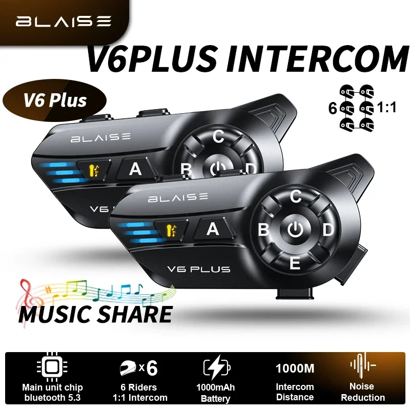 BLAISE V6 Plus Motorcycle Helmet Intercom Headset Wireless Convenience Type-C Fast Charge Waterproof Protection for Safe Riding
BLAISE V6 Plus Motorcycle Helmet Intercom Headset Wireless Convenience Type-C Fast Charge Waterproof Protection for Safe Riding