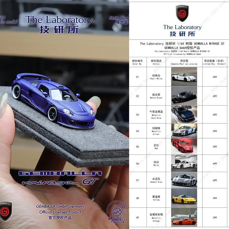 Zonzo Studio&The Laboratory 1:64 GEMBALLA MIRAGE GT, лимитированная серия, модель автомобиля из литой смолы, коллекционный предмет для мальчиков, украшение для коллекции игрушек.
Zonzo Studio&The Laboratory 1:64 GEMBALLA MIRAGE GT, лимитированная серия, модель автомобиля из литой смолы, коллекционный предмет для мальчиков, украшение для коллекции игрушек.