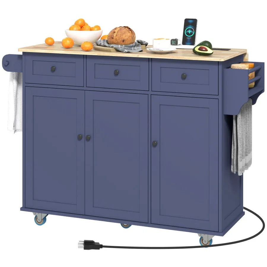 HOMCOM Kitchen Island on Wheels with Drop Leaf Charging Station Rolling Kitchen Cart with Wood Top Adjustable Shelf Blue
HOMCOM Kitchen Island on Wheels with Drop Leaf Charging Station Rolling Kitchen Cart with Wood Top Adjustable Shelf Blue