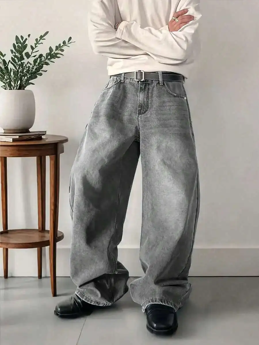 Loose Washed Denim Casual Pants Y2K Retro Style Mens Gray Vintage Loose Fit Jeans
Loose Washed Denim Casual Pants Y2K Retro Style Mens Gray Vintage Loose Fit Jeans