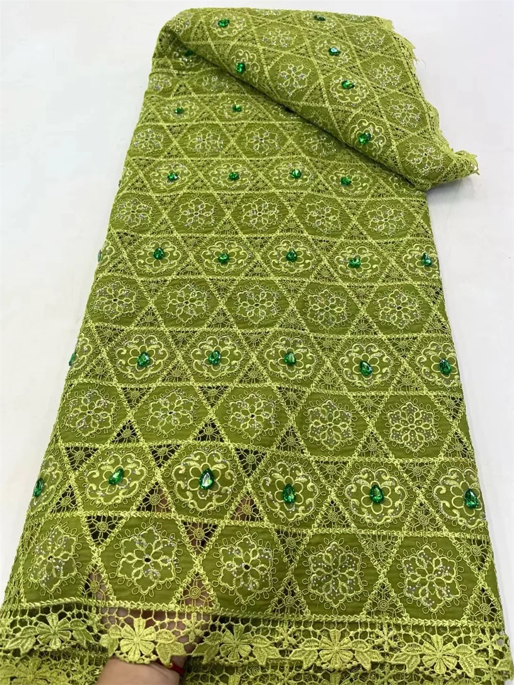 New Chiffon Lace Fabric High 5Yards African Fabric Lace High Quality 5 Yards 2025 In Green Rhinestones Fabric For Dresses W739-1
New Chiffon Lace Fabric High 5Yards African Fabric Lace High Quality 5 Yards 2025 In Green Rhinestones Fabric For Dresses W739-1