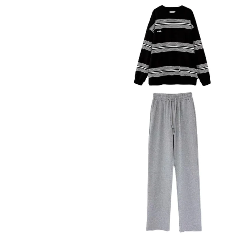 College Wind Casual Pants Suit 2021 New Female Little Girl Autumn Outfit with Striped Sweater and Pants Two-piece Suit
College Wind Casual Pants Suit 2021 New Female Little Girl Autumn Outfit with Striped Sweater and Pants Two-piece Suit