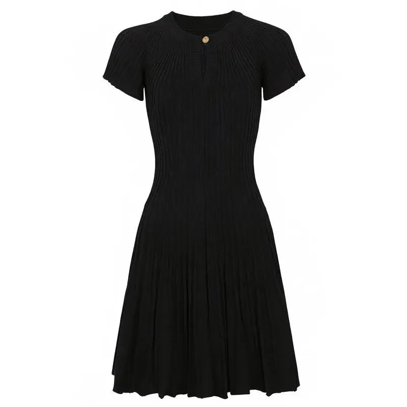 Elegant High-Quality Summer New Style Slimming Fashionable Short-Sleeve round Neck Striped Dress Knitted Midi Dress for Women
Elegant High-Quality Summer New Style Slimming Fashionable Short-Sleeve round Neck Striped Dress Knitted Midi Dress for Women