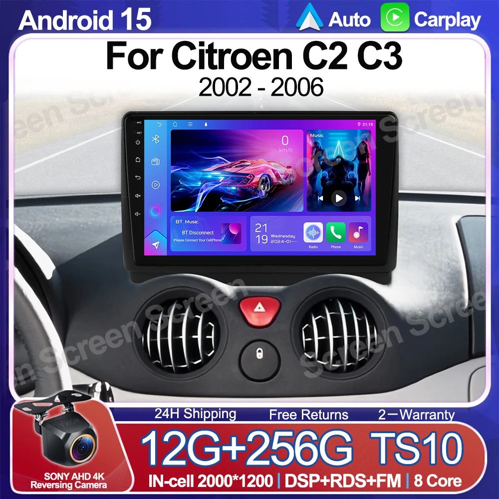 Carplay For Citroen C2 C3 2002 - 2006 Car Audio Player Android Auto 8 Core Car Radio AutoMotive BT Navigation GPS Touch Screen
Carplay For Citroen C2 C3 2002 - 2006 Car Audio Player Android Auto 8 Core Car Radio AutoMotive BT Navigation GPS Touch Screen