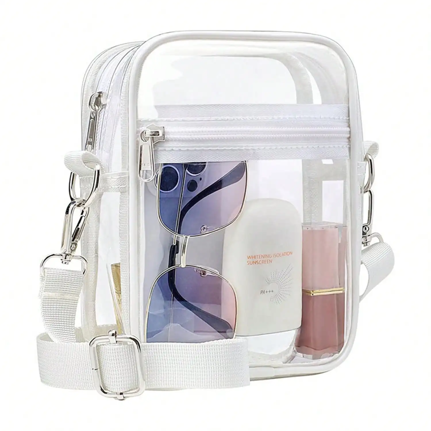 Clear PVC Crossbody Bag with Adjustable Strap, Stadium-Compliant Transparent Design
Clear PVC Crossbody Bag with Adjustable Strap, Stadium-Compliant Transparent Design