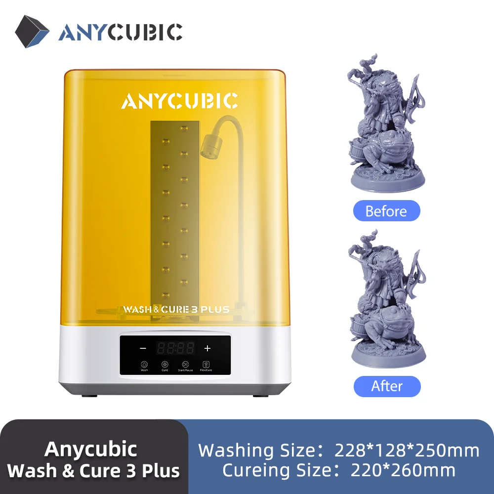 ANYCUBIC Wash & Cure 3 Plus Многофункциональная машина для промывки и отверждения 2-в-1 для 3D-принтеров Photon Mono M7 Pro, Photon P1, LCD 3D-принтеров и моделей для 3D-печати
ANYCUBIC Wash & Cure 3 Plus Многофункциональная машина для промывки и отверждения 2-в-1 для 3D-принтеров Photon Mono M7 Pro, Photon P1, LCD 3D-принтеров и моделей для 3D-печати