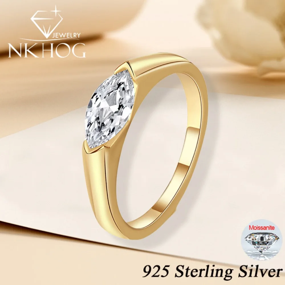 NKHOG 1CT Marquise Moissanite Ring For Women 925 Sterling Silver 5*10MM Diamond Wedding Band 18K Plated No Fade Fine Jewelry GRA
NKHOG 1CT Marquise Moissanite Ring For Women 925 Sterling Silver 5*10MM Diamond Wedding Band 18K Plated No Fade Fine Jewelry GRA