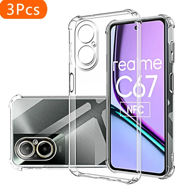 3Pcs Shockproof Clear Case for Realme C67 4G 6.72" Soft Silicone Transparent Back Covers for Realmec67 C 67 Phone Protective Cam
3Pcs Shockproof Clear Case for Realme C67 4G 6.72" Soft Silicone Transparent Back Covers for Realmec67 C 67 Phone Protective Cam