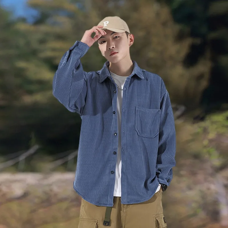 Мужская вельветовая рубашка-куртка оверсайз, коричневая, с длинным рукавом, на пуговицах, с карманами, повседневная уличная одежда
Мужская вельветовая рубашка-куртка оверсайз, коричневая, с длинным рукавом, на пуговицах, с карманами, повседневная уличная одежда