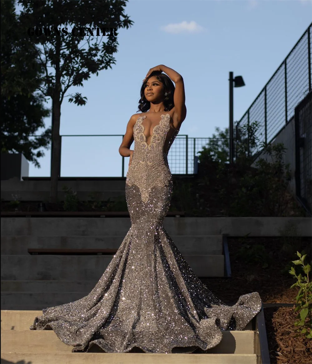 Impressive Silver Rhinestones Sequin Prom Dresses For Black Girls O Neck Beaded Mermaid Cocktail Dress Formal Gown Customized
Impressive Silver Rhinestones Sequin Prom Dresses For Black Girls O Neck Beaded Mermaid Cocktail Dress Formal Gown Customized