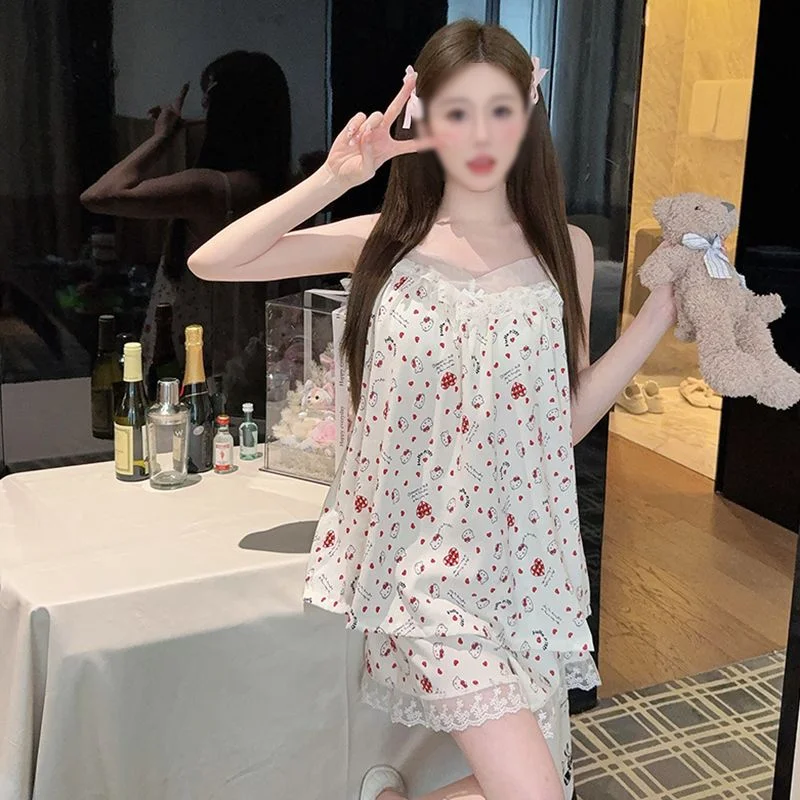 Сексуальная ночная одежда Sanrio Hello Kitty, летние пижамы, шорты, пижама с завязками на шее, милое мультяшное неглиже, женская домашняя одежда
Сексуальная ночная одежда Sanrio Hello Kitty, летние пижамы, шорты, пижама с завязками на шее, милое мультяшное неглиже, женская домашняя одежда