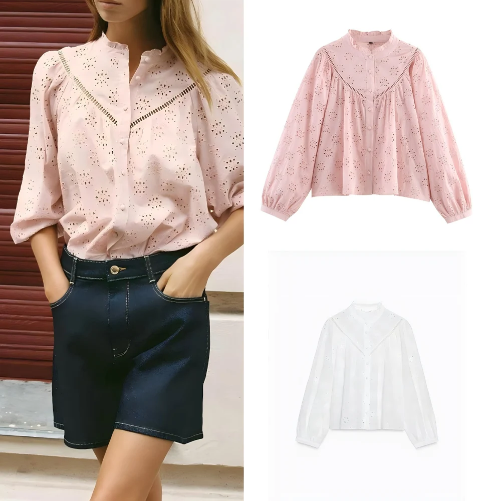 Women's 2025 new fashion casual versatile hollow embroidery shirt retro long sleeved button up women's shirt chic top
Women's 2025 new fashion casual versatile hollow embroidery shirt retro long sleeved button up women's shirt chic top