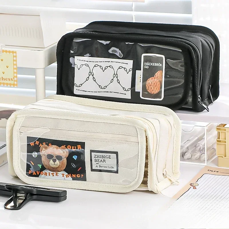 Ins Simplicity Korean Pencil Case Large Capacity Beige Black Color Stationery Scrapbook Organizer Cute Student School Pen Bag
Ins Simplicity Korean Pencil Case Large Capacity Beige Black Color Stationery Scrapbook Organizer Cute Student School Pen Bag