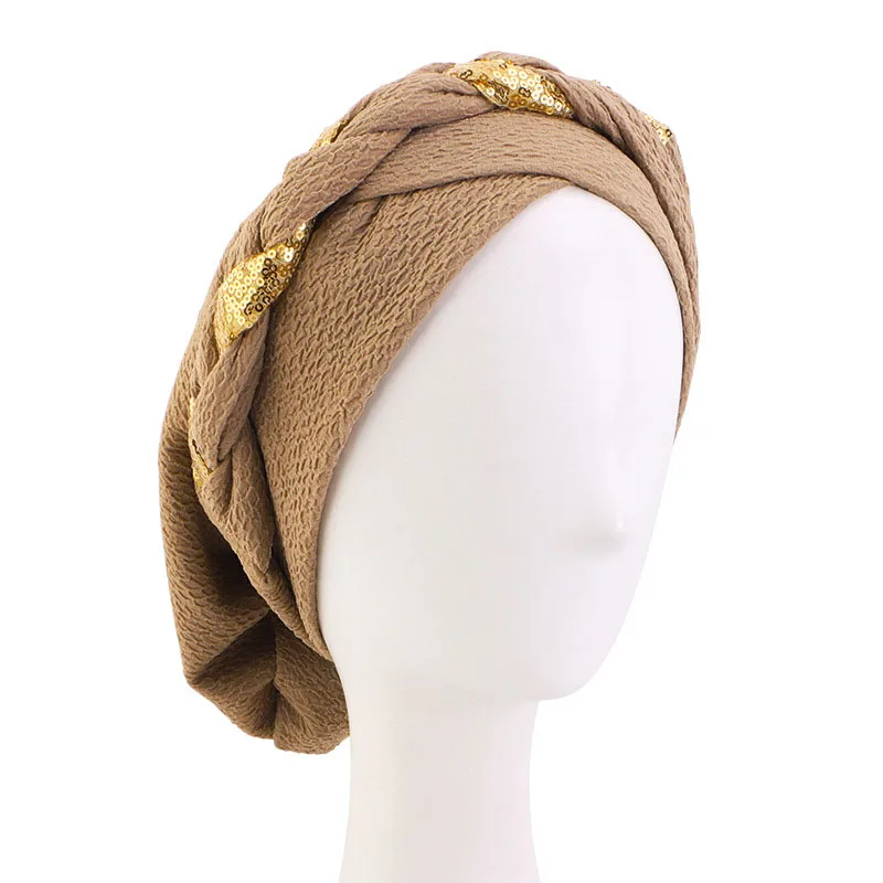 Women Turbans with Braid Decor Sequin Elastic Musilim Hijabs for Women Forehead Cross Islamic Women Ramadan Clothing Headwrap
Women Turbans with Braid Decor Sequin Elastic Musilim Hijabs for Women Forehead Cross Islamic Women Ramadan Clothing Headwrap