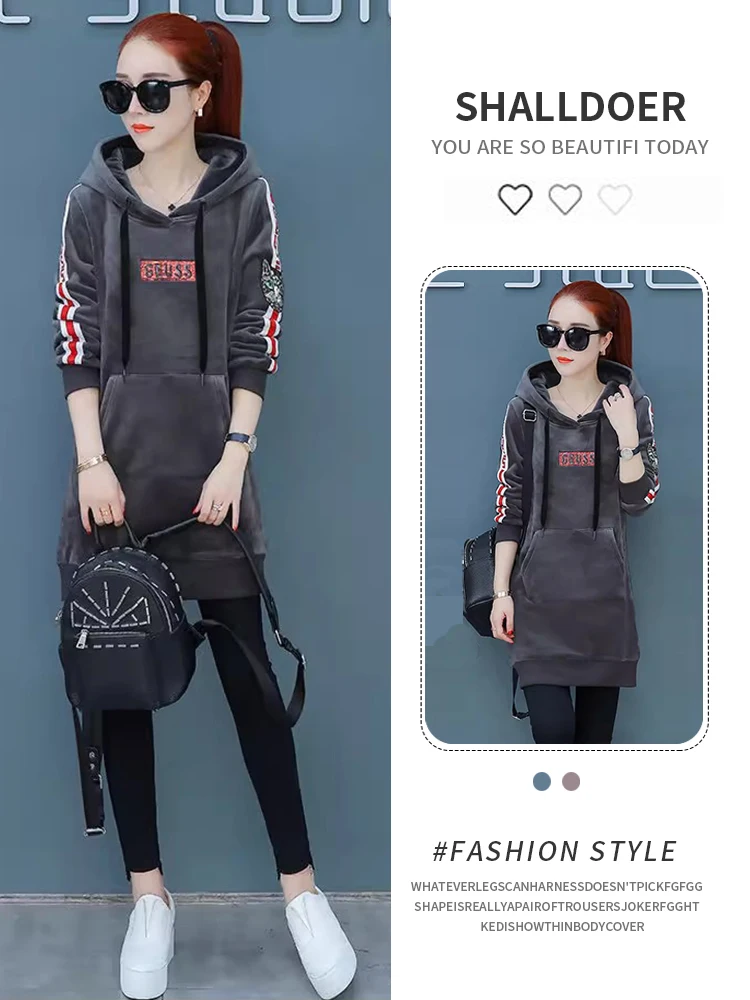 Velvet Hoodie Dress Women's Casual Sporty Autumn Long Sleeve Straight Cut A-Line Skirt V-Neck Long Dress Soft Comfortable
Velvet Hoodie Dress Women's Casual Sporty Autumn Long Sleeve Straight Cut A-Line Skirt V-Neck Long Dress Soft Comfortable