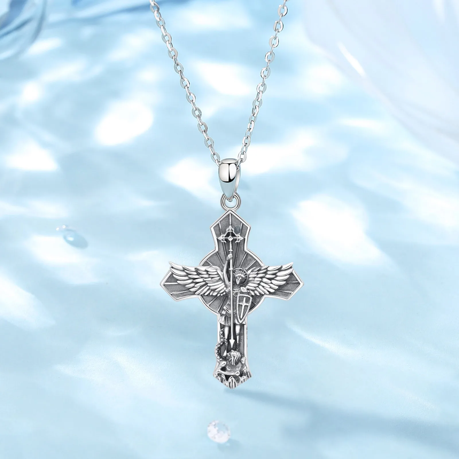Eudora New 925 Sterling Silver St. Michael Archangel Necklace for Men Women Vintage Wing Cross Pendant Religious Jewelry Gift
Eudora New 925 Sterling Silver St. Michael Archangel Necklace for Men Women Vintage Wing Cross Pendant Religious Jewelry Gift