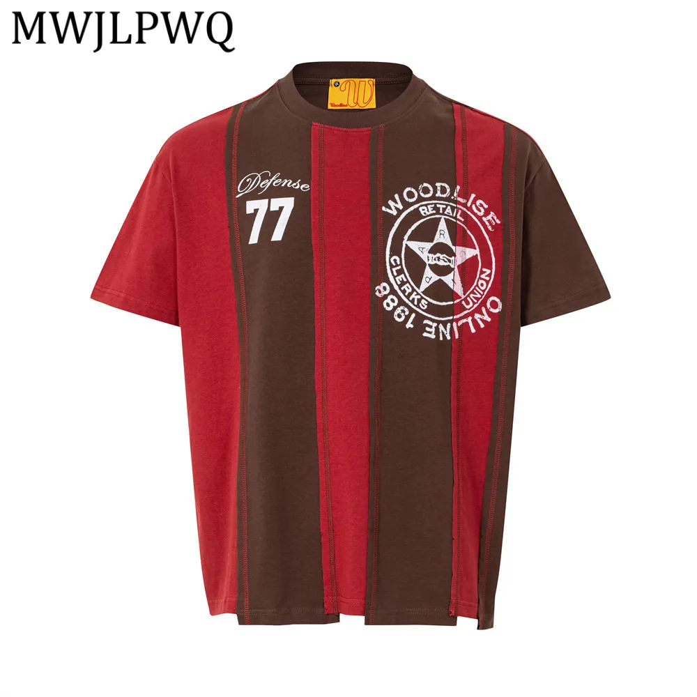 MWJLPWQ Irregular Patchwork Color-Block Striped T-Shirt Men Summer Style Round-Neck Short-Sleeve Trendy Badge Print Tops 16213
MWJLPWQ Irregular Patchwork Color-Block Striped T-Shirt Men Summer Style Round-Neck Short-Sleeve Trendy Badge Print Tops 16213