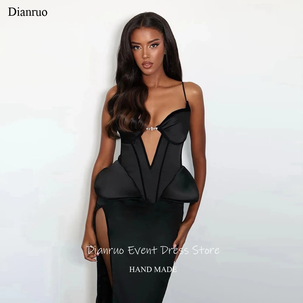 Dianruo Black Spaghetti Straps Evening Dress High Slit Cut Out Special Occasion Gowns Sweetheart Sexy Robes De Soirée Customized
Dianruo Black Spaghetti Straps Evening Dress High Slit Cut Out Special Occasion Gowns Sweetheart Sexy Robes De Soirée Customized